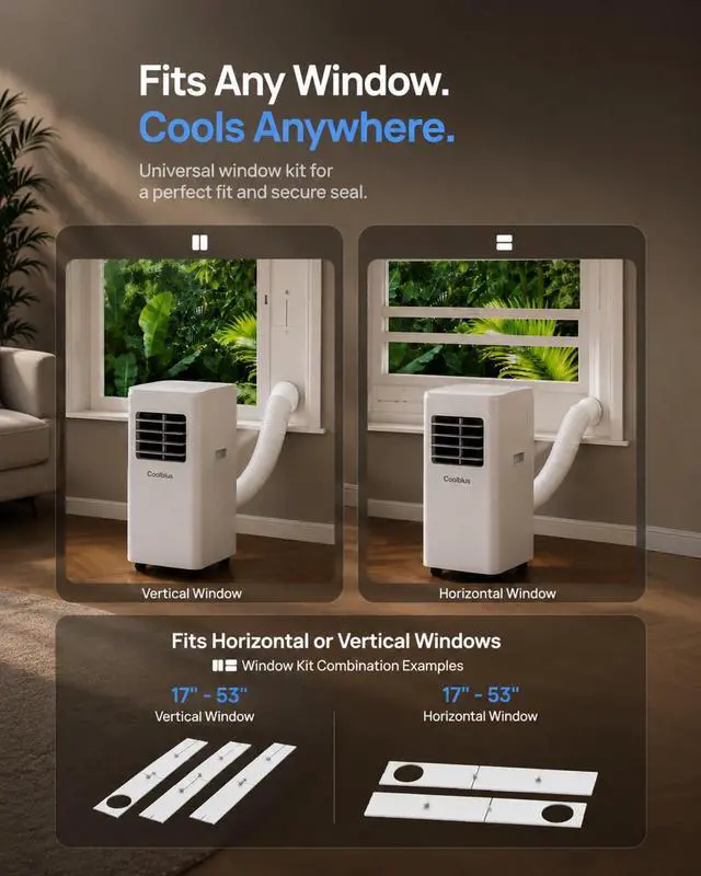 Alt view image 5 of 6 - Coolblus 12000 BTU Portable Air Conditioners, 3-in-1 AC Unit Cools Up to 550 Sq.Ft. with Remote Control/Smart Sleep Mode/24Hrs Timer/Window Installation Kait & Filter Cleaning Brush, White-12000BTU