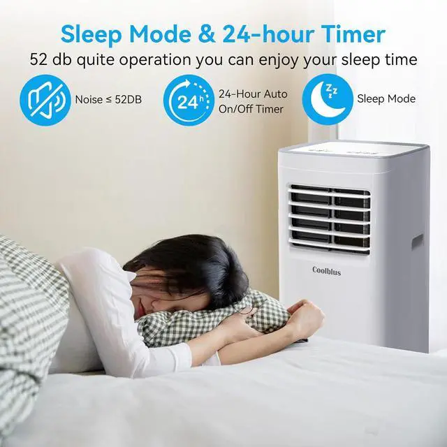 Alt view image 3 of 7 - Coolblus 10000 BTU Portable Air Conditioners Cool Up to 450 Sq.Ft, 3-IN-1 Portable AC Unit with Remote Control/LED Display/Installation Kits & Screwdriver/24Hrs Timer for Home/Office, White-10000BTU