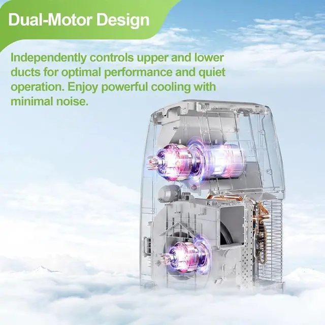 Alt view image 7 of 7 - Hykolity WiFi Enabled Portable Air Conditioners 10,000 BTU, Cools Rooms Up To 450 Sq.Ft, 45dB Dual Motor 5 in 1 Quiet Smart AC Unit with Cool, Fan, Dehumidifier, 24H Timer & Sleep Mode