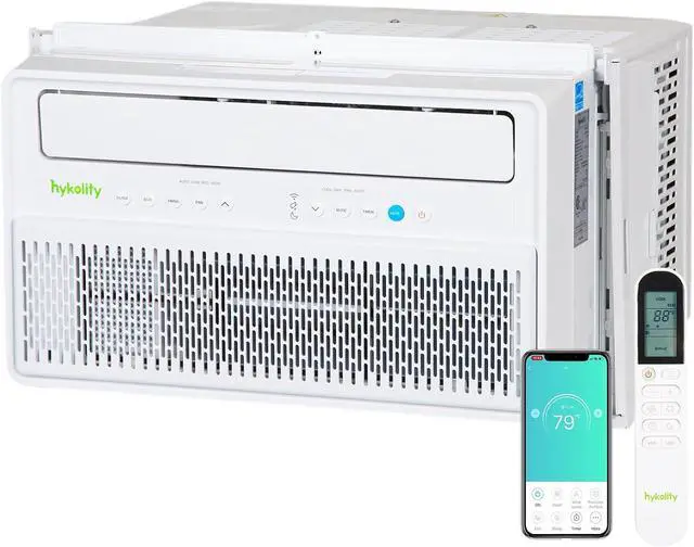 Main image of Hykolity 8,000 BTU Smart Inverter Window Air Conditioner WiFi Enabled, Ultra Quiet & Energy Efficient AC Unit, Cools 350 Sq.Ft, with Remote, Cool/Fan/Dry/Auto/Sleep Modes & 24H Timer