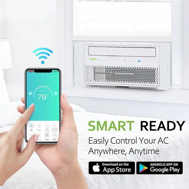 Alt view image 7 of 7 - Hykolity 10,000 BTU Smart Inverter Window Air Conditioner WiFi Enabled, Ultra Quiet & Energy Efficient AC Unit, Cools 450 Sq.Ft, with Remote, Cool/Fan/Dry/Auto/Sleep Modes & 24H Timer