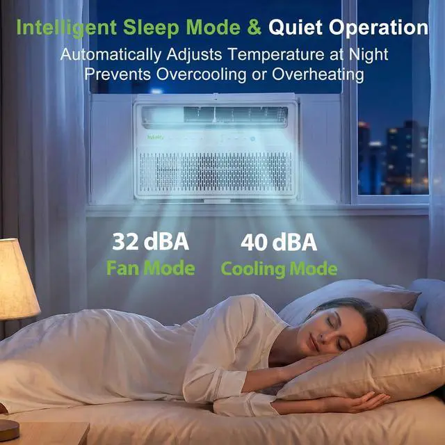Alt view image 2 of 7 - Hykolity 10,000 BTU Smart Inverter Window Air Conditioner WiFi Enabled, Ultra Quiet & Energy Efficient AC Unit, Cools 450 Sq.Ft, with Remote, Cool/Fan/Dry/Auto/Sleep Modes & 24H Timer