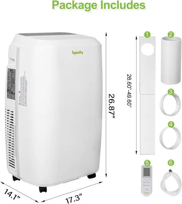 Alt view image 6 of 7 - Hykolity WiFi Enabled Portable Air Conditioner, 12,000 BTU 5 in 1 Quiet Smart AC Unit with 3-Speed Fan, Dehumidifier, 24H Timer & Sleep Mode, Window Kits for Home, Rooms, Up to 550 Sq.Ft