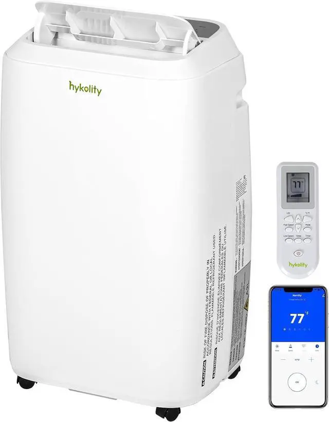 Main image of Hykolity WiFi Enabled Portable Air Conditioner, 12,000 BTU 5 in 1 Quiet Smart AC Unit with 3-Speed Fan, Dehumidifier, 24H Timer & Sleep Mode, Window Kits for Home, Rooms, Up to 550 Sq.Ft