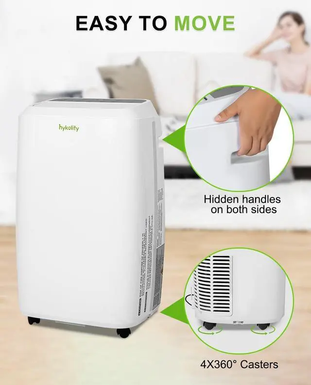 Alt view image 5 of 7 - Hykolity WiFi Enabled Portable Air Conditioner, 12,000 BTU 5 in 1 Quiet Smart AC Unit with 3-Speed Fan, Dehumidifier, 24H Timer & Sleep Mode, Window Kits for Home, Rooms, Up to 550 Sq.Ft