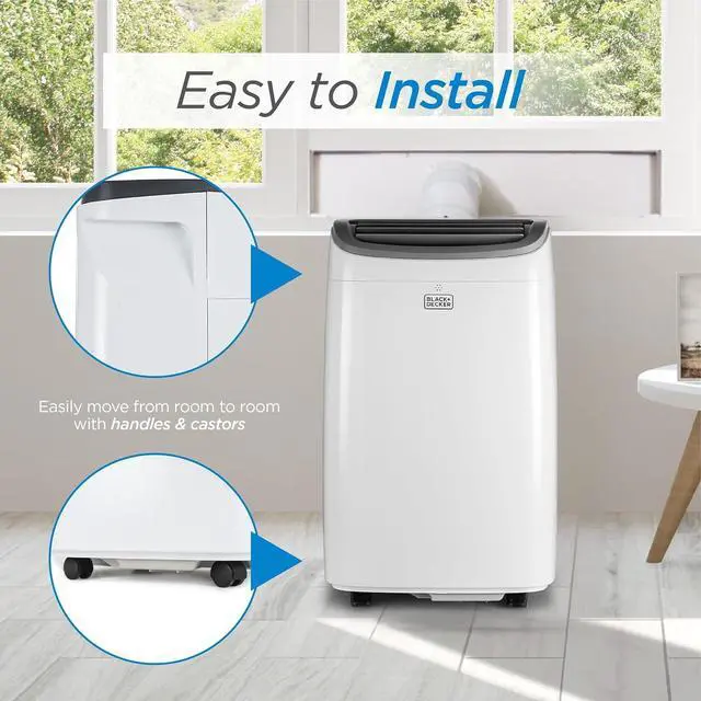 Alt view image 3 of 7 - BLACK+DECKER Portable Air Conditioner, 9,000 BTU, BPACT08WT, White | 9,000 BTU ASHRAE 128 (5,300 BTU SACC) for Rooms up to 400 Sq. Ft., Portable AC with Follow Me Remote Control and Window Kit