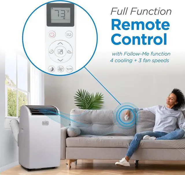Alt view image 2 of 7 - BLACK+DECKER Smart Portable Air Conditioner, 12,000 BTU (8,350 BTU SACC) for Rooms up to 550 Sq. Ft., Smart Portable AC with Follow Me Remote and Window Kit, BPACT12WT, White