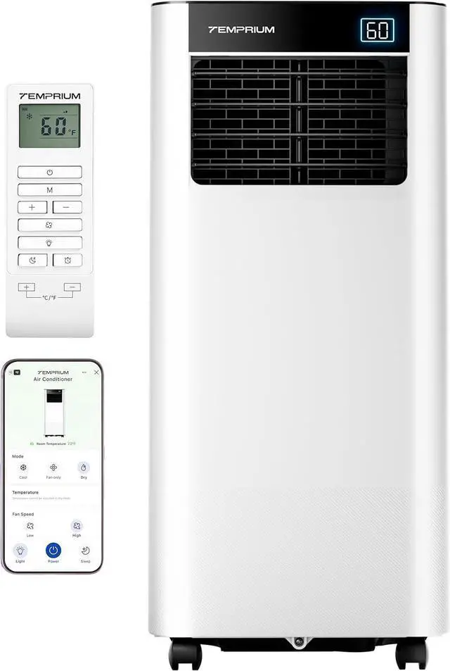 Main image of 8000 BTU Portable Air Conditioner Cools up to 350 Sq.Ft., Smart Portable AC Unit with App/Voice/Remote Control, 4-in-1 Quiet AC Unit with Cool, Dry, Fan, Sleep Modes, 24H Timer, Window Kits