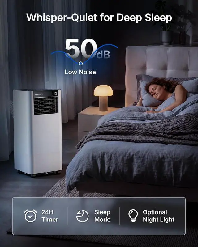 Alt view image 5 of 7 - 8000 BTU Portable Air Conditioner Cools up to 350 Sq.Ft., Smart Portable AC Unit with App/Voice/Remote Control, 4-in-1 Quiet AC Unit with Cool, Dry, Fan, Sleep Modes, 24H Timer, Window Kits