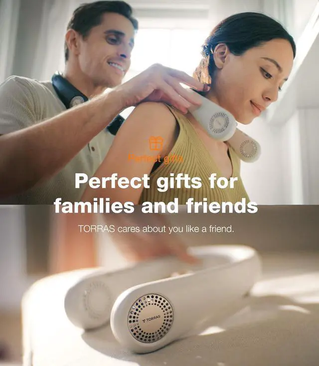 Alt view image 4 of 7 - TORRAS COOLiFY Air 2026 Upgraded Neck Fan Air Conditioner, Dual-Airflow Pro Cooling, Ultra Light Portable Fan Rechargeable, Personal Cooling Fan Travel Essentials, Gift for Dad Father,Ivory White