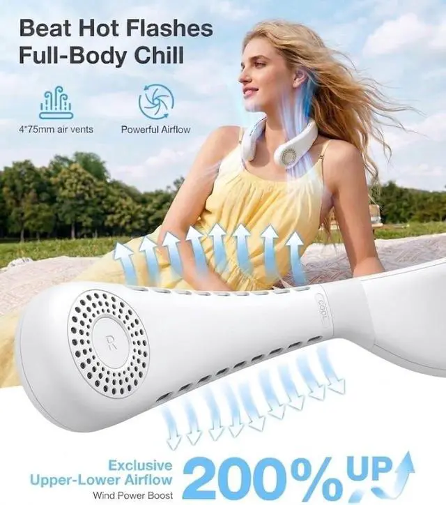 Alt view image 2 of 7 - TORRAS COOLiFY Air 2026 Upgraded Neck Fan Air Conditioner, Dual-Airflow Pro Cooling, Ultra Light Portable Fan Rechargeable, Personal Cooling Fan Travel Essentials, Gift for Dad Father,Ivory White