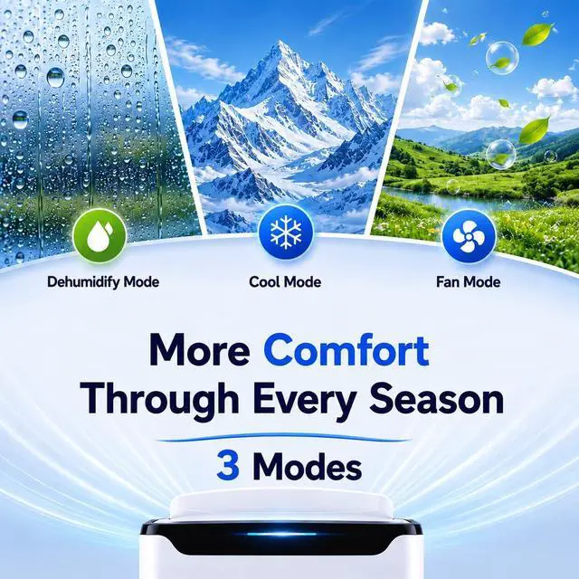 Alt view image 3 of 7 - Portable Air Conditioner, 14000 BTU Fast Cooling for Large Rooms up to 700 Sq.Ft, 3-in-1 Energy Efficient Portable AC Unit with Upward Airflow, Sleep Mode, for Bedroom/Apartment/Living Room