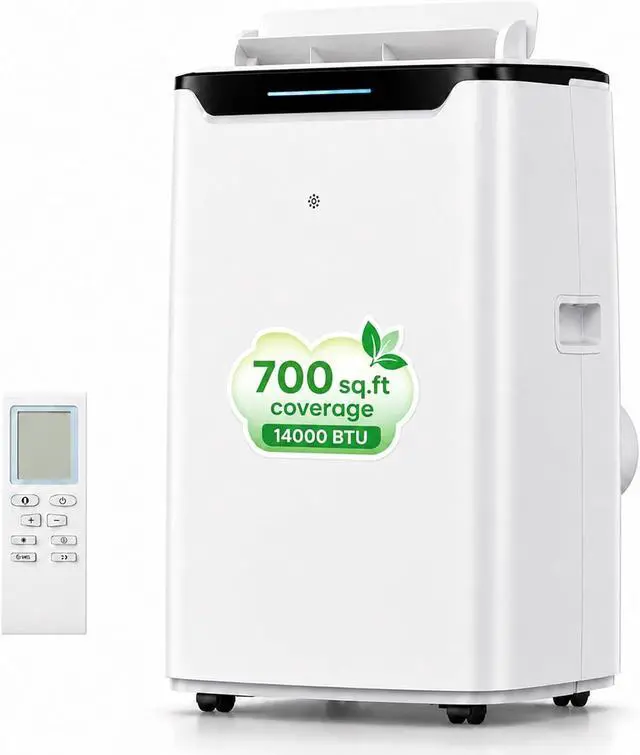 Main image of Portable Air Conditioner, 14000 BTU Fast Cooling for Large Rooms up to 700 Sq.Ft, 3-in-1 Energy Efficient Portable AC Unit with Upward Airflow, Sleep Mode, for Bedroom/Apartment/Living Room