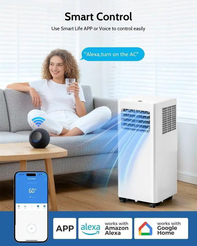 Alt view image 6 of 7 - Feelfunn 14,000 BTU Portable Air Conditioners - 3-in-1 Portable AC Unit Cools Up to 750 Sq.Ft., with App/Wifi/Remote Control, Dehumidifier & Fan Modes, Window Mounting Kit, Ideal for Bedroom, Dorms
