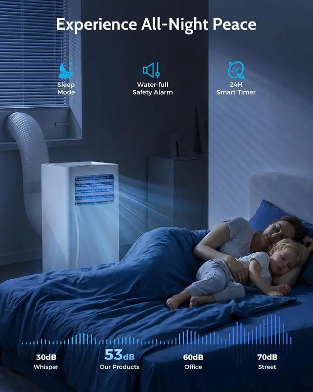 Alt view image 4 of 7 - Feelfunn 14,000 BTU Portable Air Conditioners - 3-in-1 Portable AC Unit Cools Up to 750 Sq.Ft., with App/Wifi/Remote Control, Dehumidifier & Fan Modes, Window Mounting Kit, Ideal for Bedroom, Dorms