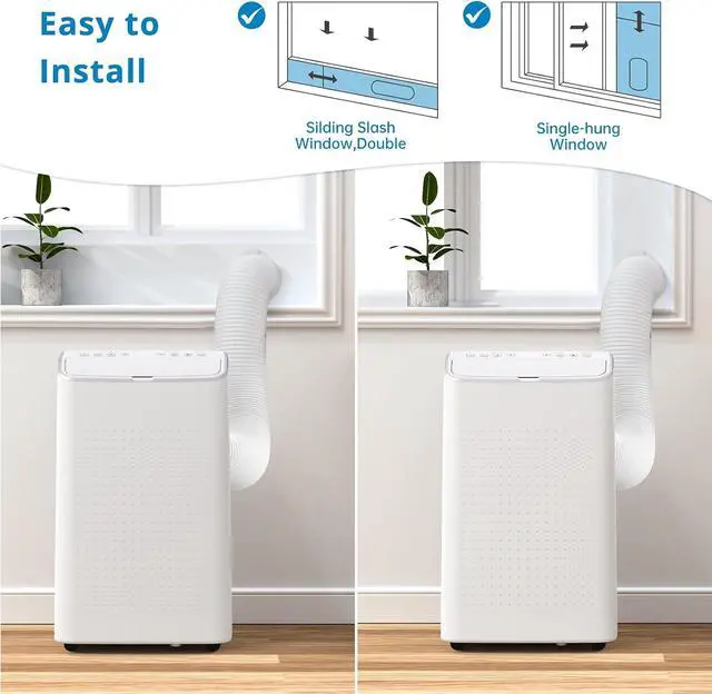 Alt view image 4 of 7 - Garvee 14000 BTU Portable Air Conditioner for Rooms up to 750 Sq. Ft, 3-in-1 AC Unit with Cooling, Dehumidifier & Fan, 3 Fan Speeds, 24H Timer, Energy-Saving, Auto Swing, Remote & Window Kit, White