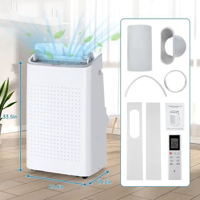 Alt view image 6 of 7 - Garvee 14000 BTU Portable Air Conditioner for Rooms up to 750 Sq. Ft, 3-in-1 AC Unit with Cooling, Dehumidifier & Fan, 3 Fan Speeds, 24H Timer, Energy-Saving, Auto Swing, Remote & Window Kit, White