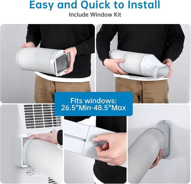 Alt view image 6 of 7 - Garvee 15000 BTU Portable AC 3-in-1 Cooling, Dehumidifying & Fan for Rooms Up to 850 Sq. Ft | Ultra-Quiet Sleep Mode | Energy-Saving 24-Hr Timer | Includes Remote & Full Window Kit, 115V