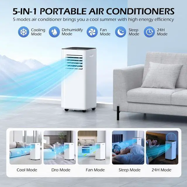 Alt view image 5 of 7 - 16000 BTU Portable Air Conditioners with WiFi APP, 5-in-1 Portable AC Unit for Large Room up to 750 Sq.Ft with Fast Cooling, Dehumidifier, Fan, Quiet 40dB Sleep Mode, 24H Timer for Home, Office