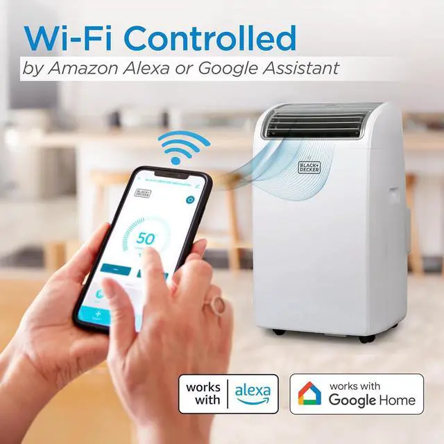Alt view image 5 of 7 - BLACK+DECKER Portable Air Conditioner,14,000 BTU Cooling, 12,000 BTU Heating for Rooms up to 700 Sq. Ft., Smart AC Unit with Follow Me Remote, BPACT14HWT, White