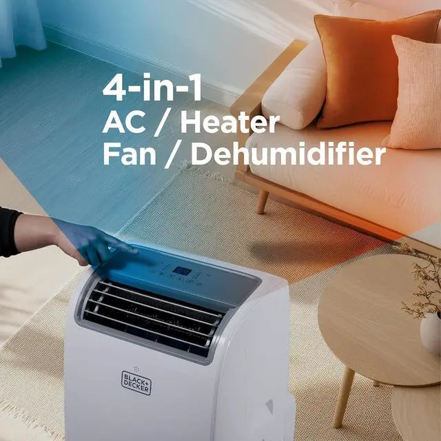 Alt view image 6 of 7 - BLACK+DECKER Portable Air Conditioner,14,000 BTU Cooling, 12,000 BTU Heating for Rooms up to 700 Sq. Ft., Smart AC Unit with Follow Me Remote, BPACT14HWT, White