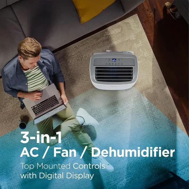 Alt view image 4 of 7 - BLACK+DECKER Portable Air Conditioner, 10,000 BTU (5,550 DOE) for Rooms up to 450 Sq. Ft., Portable AC with Follow Me Remote Control and Window Kit, BPACT10WT, White