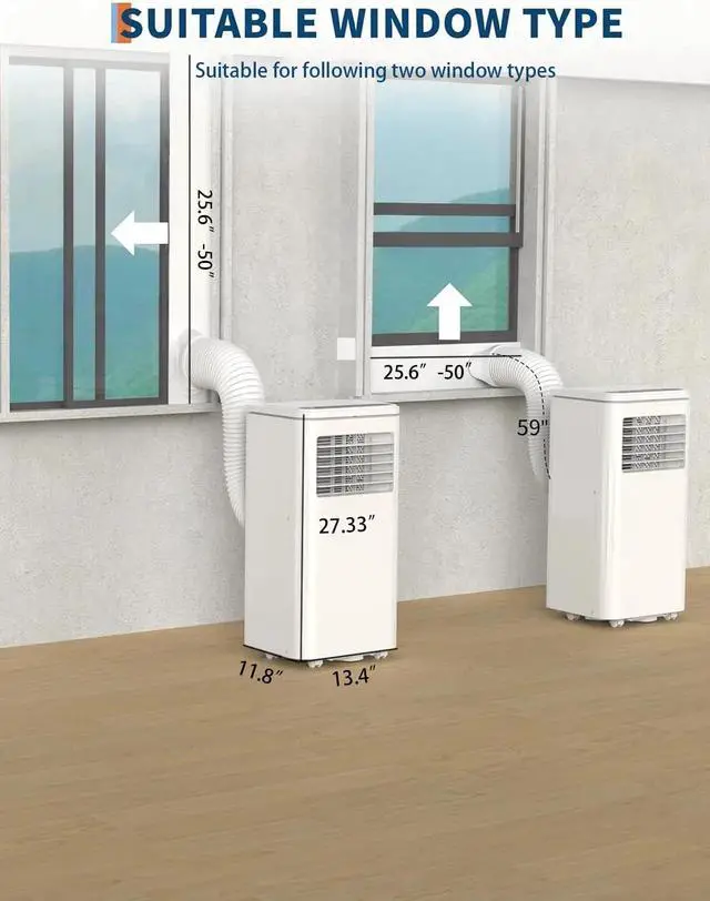 Alt view image 7 of 7 - Garvee 8,000 BTU AC Unit, 3-in-1 Portable Air Conditioner with Cooling, Dehumidifier & Fan for Rooms up to 350 sq.ft, Remote Control, Sleep Mode, Timer & Window Kit