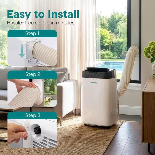 Alt view image 6 of 7 - SereneLife Portable Air Conditioner 8000 BTU With WIFI | 3-in-1 Cooling, Fan and Dehumidifier | 24-H Timer up to 350 sq ft Coverage | AC Unit for Bedroom, Home & Office | Window Kit & Remote