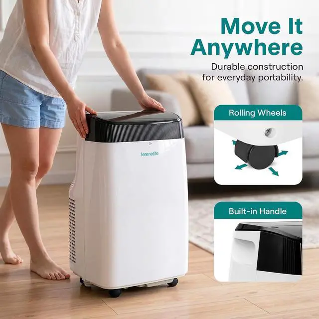 Alt view image 5 of 7 - SereneLife Portable Air Conditioner, With Dual Motor, Dehumidifier & Fan | 8,000 BTU AC With Temperature Ranges 64°F90°F | Fast Powerful Cooling | 3 Fan Speeds, Remote Control, & Window Exhaust Kit