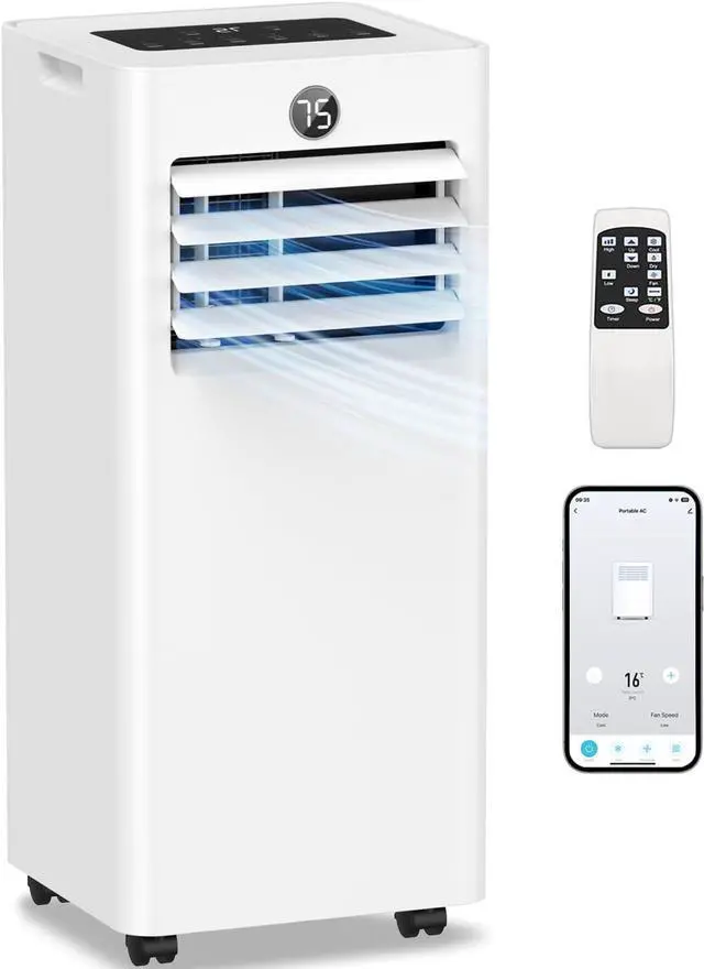 Main image of Portable Air Conditioners 16,000 Btu for Large Room up to 850 Sq. Ft., 5-in-1 Smart AC with WiFi App, Fast Cooling, Dehumidifier, Fan, Quiet 36dB Sleep Mode & Window Kit for Bedroom, Office