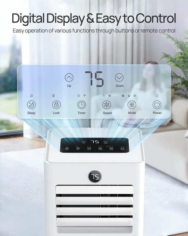 Alt view image 3 of 7 - Portable Air Conditioners 16,000 Btu for Large Room up to 850 Sq. Ft., 5-in-1 Smart AC with WiFi App, Fast Cooling, Dehumidifier, Fan, Quiet 36dB Sleep Mode & Window Kit for Bedroom, Office