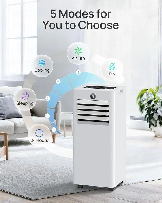 Alt view image 4 of 7 - Portable Air Conditioners 16,000 Btu for Large Room up to 850 Sq. Ft., 5-in-1 Smart AC with WiFi App, Fast Cooling, Dehumidifier, Fan, Quiet 36dB Sleep Mode & Window Kit for Bedroom, Office