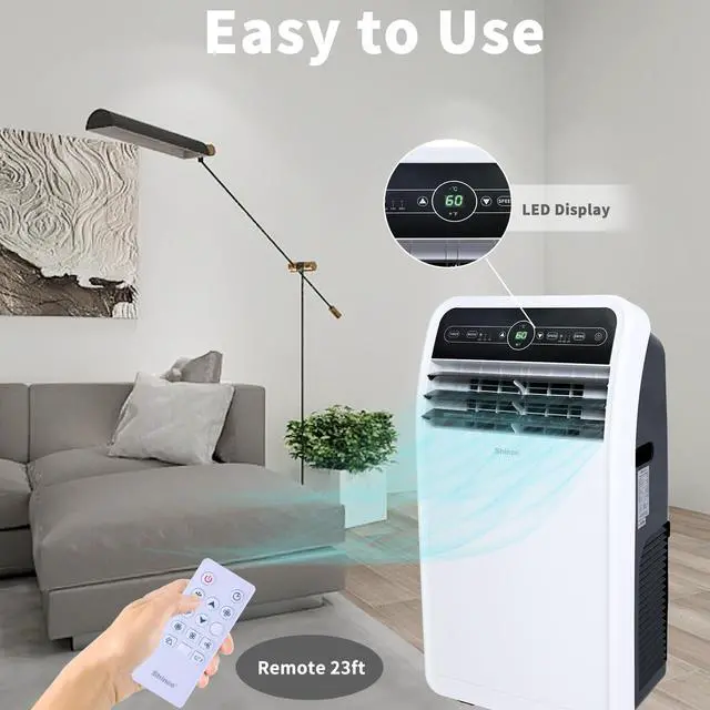 Alt view image 2 of 7 - Shinco 7500 BTU DoE/12,000 BTU Portable Air Conditioner, Portable AC Unit with Built-in Cool, Dehumidifier&Fan Modes for Room up to 450 sq.ft, with Remote Control, 24 Hour Timer, Installation Kit