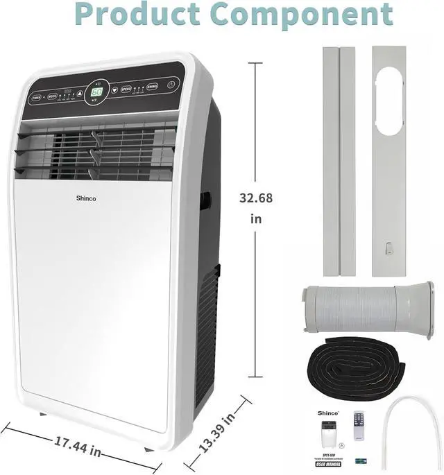 Alt view image 4 of 7 - Shinco 10,000 BTU Portable Air Conditioner with Heater up to 400 Sq. Ft, Ac Heater Combo Window Unit, Portable AC Unit with Dehumidifier & Fan, Cools & Heats,Remote Control and Window Kit