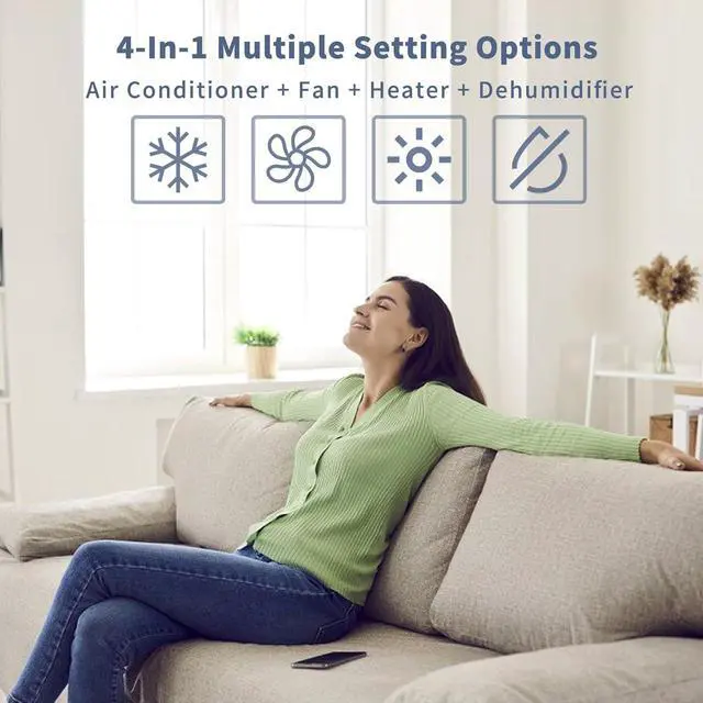 Alt view image 3 of 7 - Shinco 10,000 BTU Portable Air Conditioner with Heater up to 400 Sq. Ft, Ac Heater Combo Window Unit, Portable AC Unit with Dehumidifier & Fan, Cools & Heats,Remote Control and Window Kit