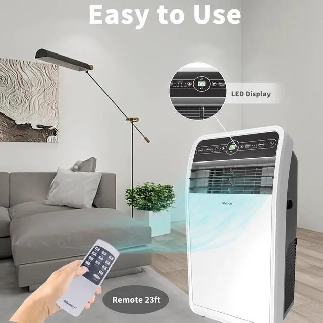 Alt view image 6 of 7 - Shinco 10,000 BTU Portable Air Conditioner with Heater up to 400 Sq. Ft, Ac Heater Combo Window Unit, Portable AC Unit with Dehumidifier & Fan, Cools & Heats,Remote Control and Window Kit