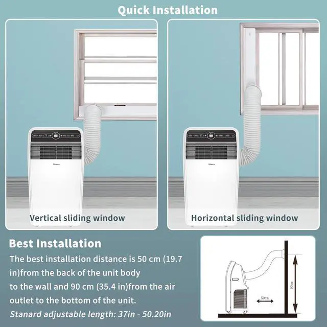 Alt view image 7 of 7 - Shinco 10,000 BTU Portable Air Conditioner with Heater up to 400 Sq. Ft, Ac Heater Combo Window Unit, Portable AC Unit with Dehumidifier & Fan, Cools & Heats,Remote Control and Window Kit