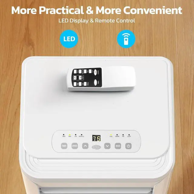 Alt view image 4 of 7 - Electactic 10000 BTU Portable Air Conditioner for Rooms up to 550 Sq.Ft, 4 Modes Portable AC Unit with Cool, Dry, Fan and Sleep Modes, Remote and LED Display, Installation Kits for Home, Apartment