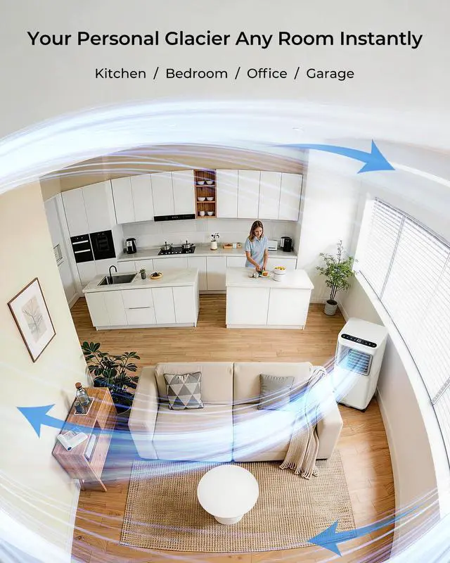 Alt view image 2 of 7 - 16000 BTU Portable Air Conditioners for Large Room up to 730 sq.ft 5-in-1 Smart AC Unit with WiFi APP/Remote Control, Fast Cooling, Dehumidifier, Quiet Sleep Mode, Window Kit Included