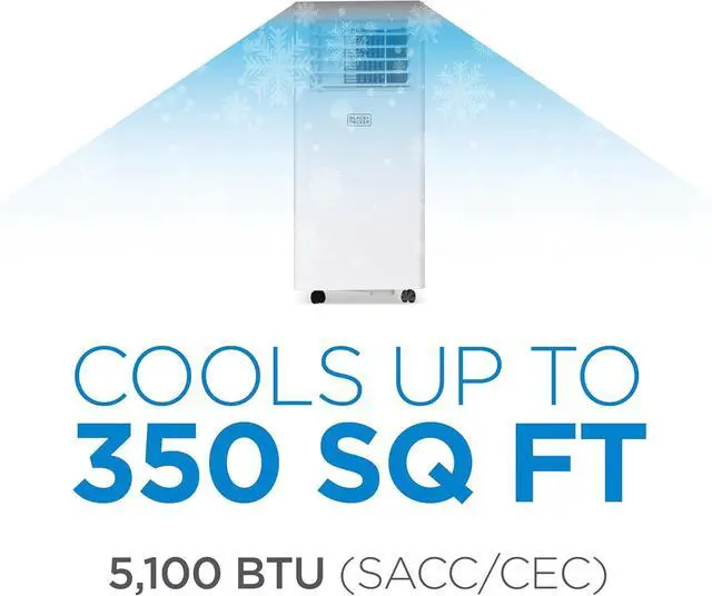 Alt view image 7 of 7 - BLACK+DECKER Portable Air Conditioner, 8,500 BTU (5,100 BTU SACC) for Rooms Up To 350 Sq. Ft., Portable AC with Full Function Remote Control & Window Kit, BPACT05SM, White