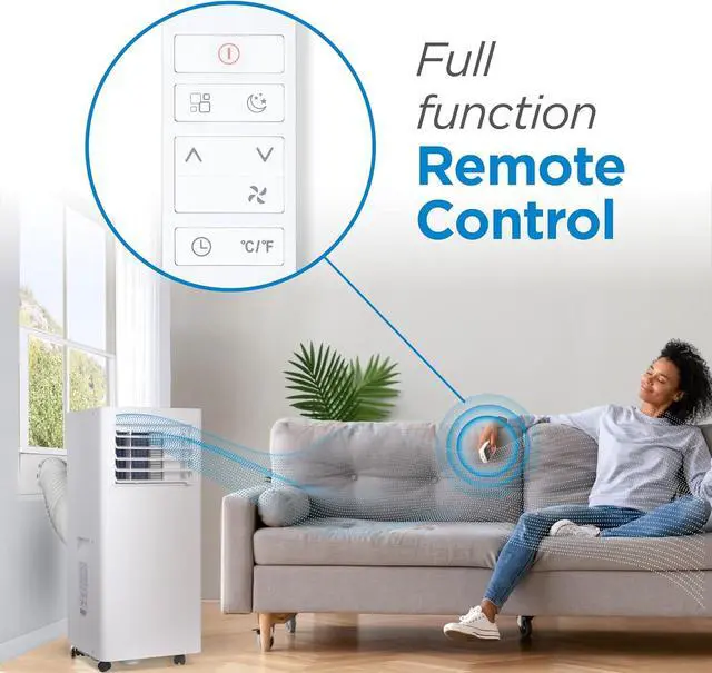 Alt view image 3 of 7 - BLACK+DECKER Portable Air Conditioner, 8,500 BTU (5,100 BTU SACC) for Rooms Up To 350 Sq. Ft., Portable AC with Full Function Remote Control & Window Kit, BPACT05SM, White