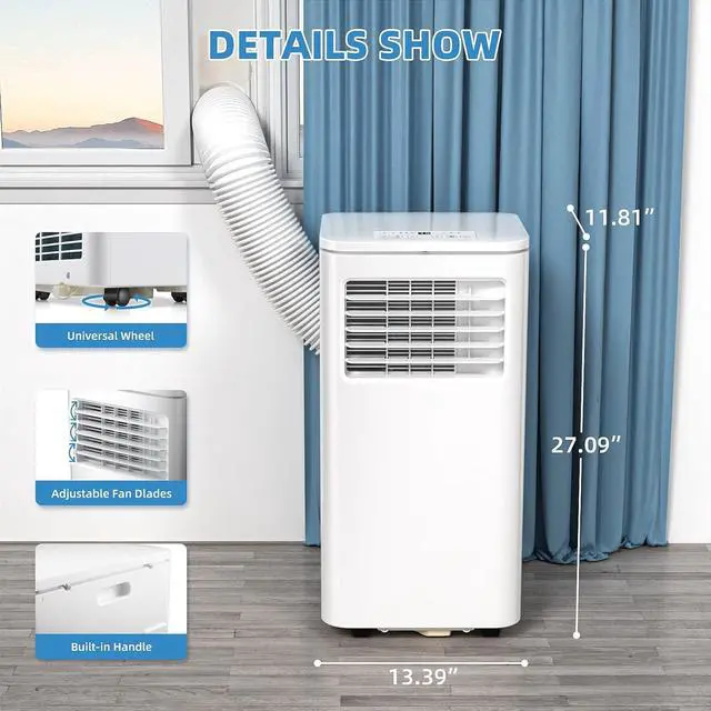 Alt view image 7 of 7 - Antarctic Star Portable Air Conditioners, 8000 BTU, Portable AC with Cooling, Fan & Dehumidifier, AC Unit with Window Kits, Remote Control/LED Display, Sleep Modes, 24H Timer for Living Room, Bedroom