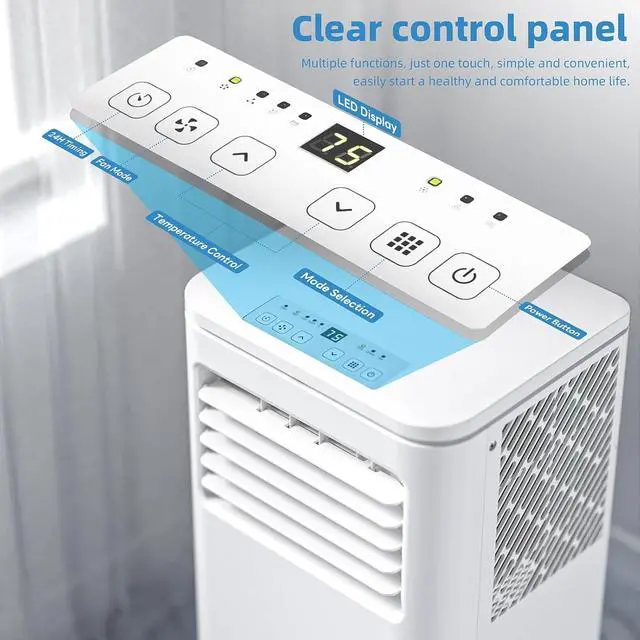 Alt view image 4 of 7 - Antarctic Star Portable Air Conditioners, 8000 BTU, Portable AC with Cooling, Fan & Dehumidifier, AC Unit with Window Kits, Remote Control/LED Display, Sleep Modes, 24H Timer for Living Room, Bedroom