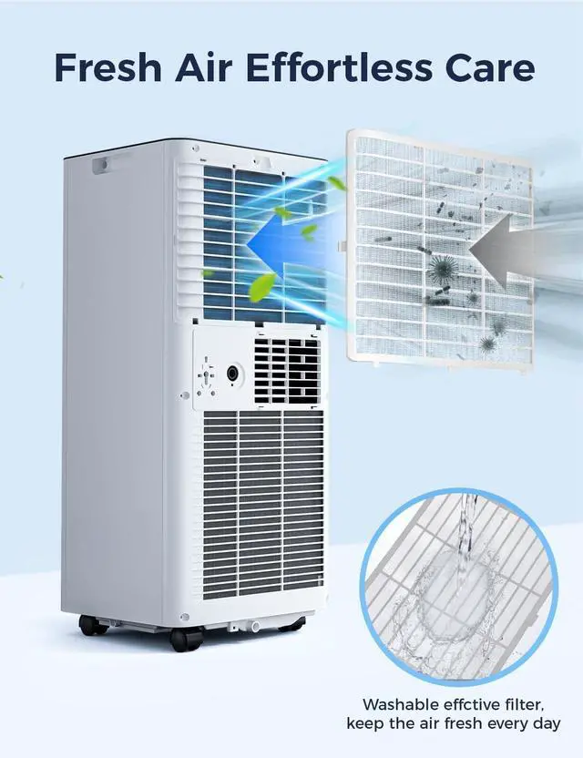 Alt view image 3 of 7 - Quiet Portable Air Conditioner 8000 BTUs, Cools Rooms up to 350 Sq. Ft, Dehumidifier & Fan Mode, Sleep Mode, 24-Hour Timer, 26 ft Remote Control, 2026 Model, Window Kit 1-piece