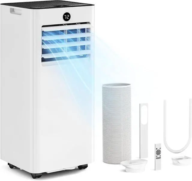 Main image of 10000 BTUs Quiet Portable Air Conditioner, Cools Rooms up to 450 Sq. Ft, 4-in-1: AC/Dehumidifier/Fan/Sleep Mode, 24-Hour Timer, 26-Ft Remote Control, Window Kit Included