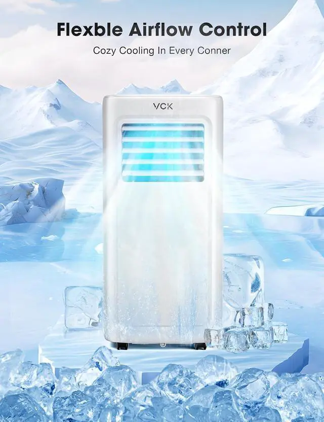 Alt view image 5 of 7 - 8000 BTU Portable Air Conditioner - 4-in-1 AC Unit with Dehumidifier, Fan, and Remote Control, Cools Rooms up to 350 Sq.Ft, 42dB Quiet, 24H Timer, LED Display, Window Kit Included