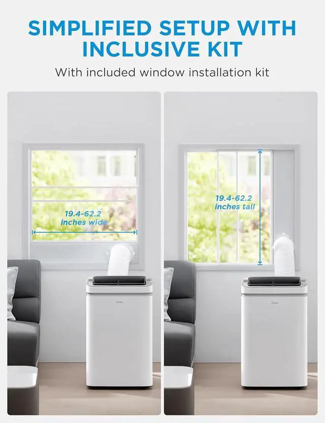 Alt view image 7 of 7 - Midea 14,000 BTU ASHRAE (10,000 BTU SACC) Portable Air Conditioner, Cools up to 450 Sq.Ft., with Dehumidifier&Fan mode&Heat, Control with Remote, Amazon Alexa&Google Assistant, Easy-to-use and Instal
