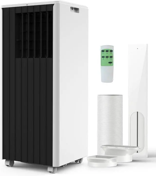 Main image of 8000 BTU Portable Air Conditioner - 3 in-1 AC Unit Cools 350 Sq. Ft Rooms, Quiet 50 dB Operation w/Touch Control & Remote, Includes Window Kit & 24H Timer, Dehumidifier & Fan Modes for Bedroom, Black