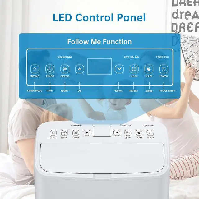 Alt view image 2 of 6 - GarveeTech Portable Air Conditioner, 14000 Btu 3 in-1 Ac Unit With Dehumidifier & Fan Mode,Powerful Cooling Up to 750 Sq.Ft, Energy Saving, Remote Timer Control Air Conditioner For Home, School
