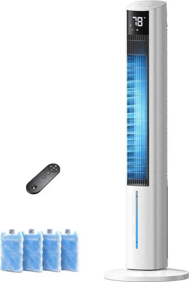 Main image of Windowless Portable Air Conditioner, 45.1" Evaporative Air Cooler w/1.06Gal Water Tank & 4 Ice Packs, 12H Timer, 60° Swing, No Hose No Window Needed, 3-IN-1 Quiet AC Unit for Room Bedroom, ivory